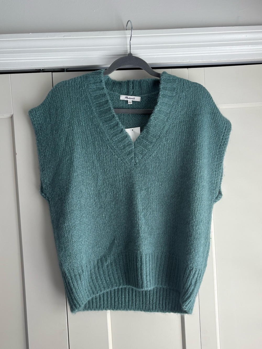 Madewell Teal V-Neck Knit Sweater Vest